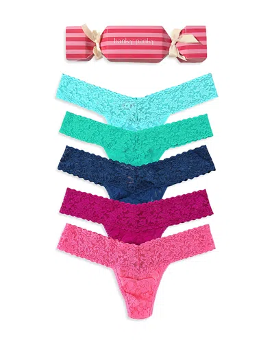 Hanky Panky Holiday Cracker Assorted 5-pack Low Rise Thongs In Animal Print