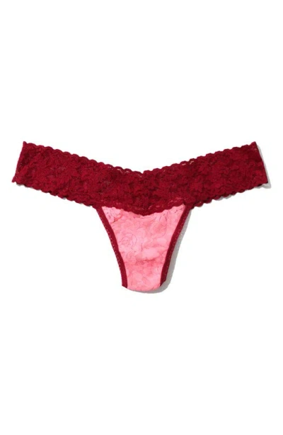 Hanky Panky Signature Lace Low Rise Thong In Pink/ Cranberry