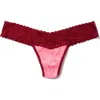 Hanky Panky Signature Lace Low Rise Thong In Pink/cranberry