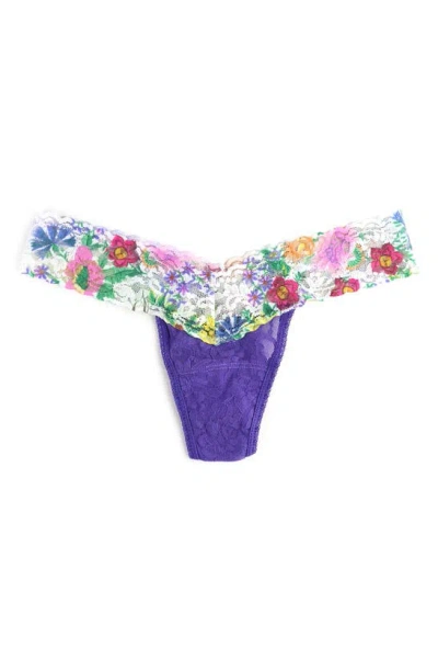 Hanky Panky Signature Lace Low Rise Thong In Purple/ Wildflower