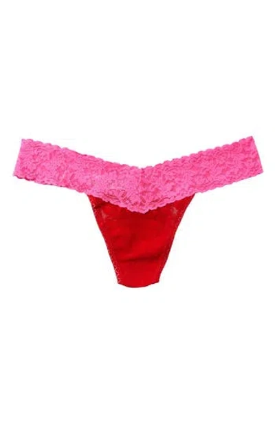 Hanky Panky Signature Lace Low Rise Thong In Red/fiep