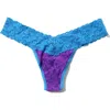 Hanky Panky Signature Lace Low Rise Thong In Royal Purple/laguna Blue