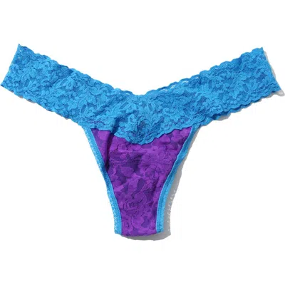 Hanky Panky Signature Lace Low Rise Thong In Royal Purple/laguna Blue