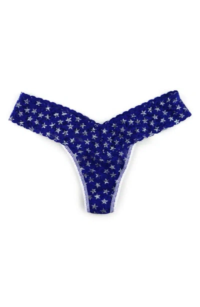 Hanky Panky Signature Lace Low Rise Thong In Blue