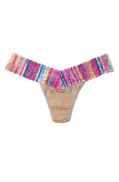 Hanky Panky Signature Lace Low Rise Thong In Taupe/ Safari Bloom