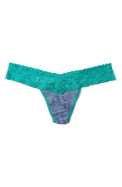 Hanky Panky Signature Lace Low Rise Thong In Teal/ Blue