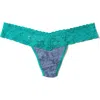 Hanky Panky Signature Lace Low Rise Thong In Teal/blue