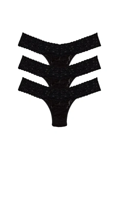 Hanky Panky Signature Lace? Low Rise Thong Three Pack In Black