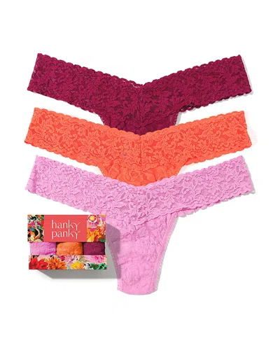 HANKY PANKY SIGNATURE LACE LOW RISE THONGS, SET OF 3