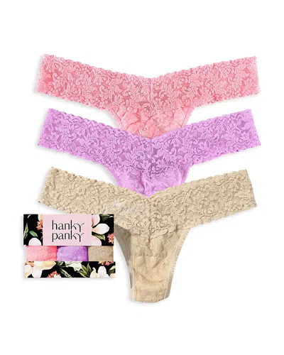 Hanky Panky Signature Lace Low Rise Thongs, Set Of 3 In Multi