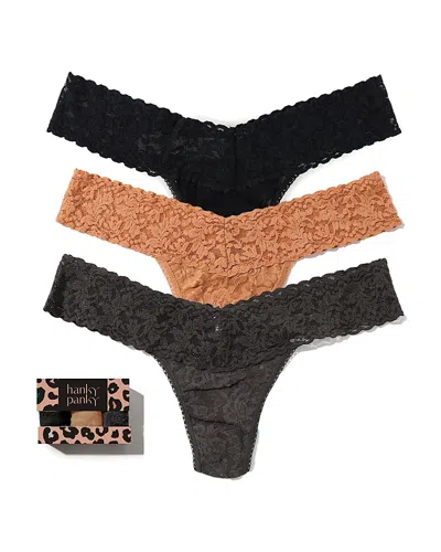 Hanky Panky Signature Lace Low Rise Thongs, Set Of 3 In Multi