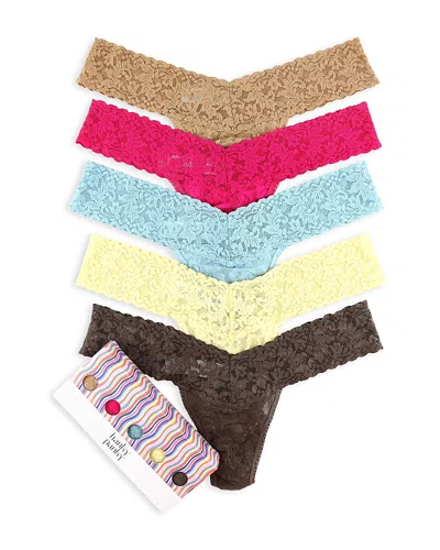 Hanky Panky Signature Lace Low Rise Thongs, Set Of 5 In Classics