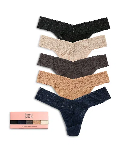 Hanky Panky Signature Lace Low Rise Thongs, Set Of 5 In Multi