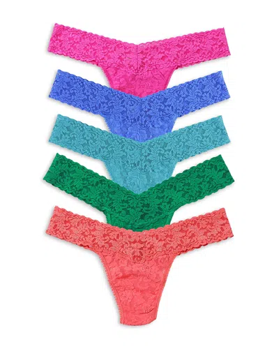 Hanky Panky Signature Lace Low Rise Thongs, Set Of 5 In Multi