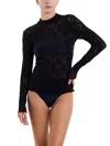 Hanky Panky Signature Lace Mock Neck Long Sleeve Bandeau Top In Black