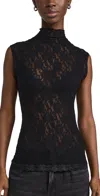 Hanky Panky Signature Lace Mockneck Sleeveless Top Black In Black