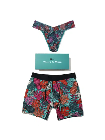 Hanky Panky Signature Lace Original Rise Printed Thong And Saxx Drop Temp Cooling Cotton Boxer Brief In Multi