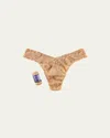 Hanky Panky Signature Lace Original-rise Rolled Thong In Sun Tan