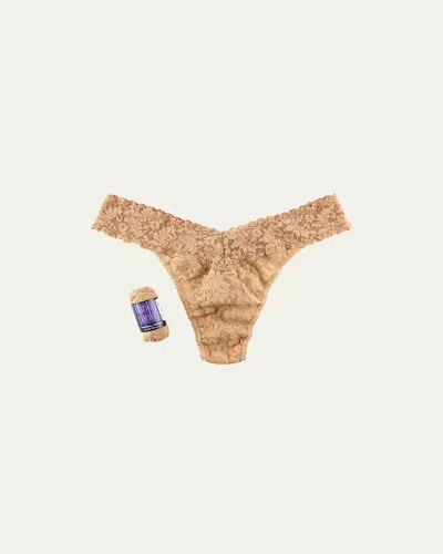 Hanky Panky Signature Lace Original-rise Rolled Thong In Sun Tan