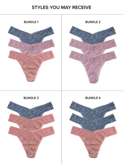 Hanky Panky Signature Lace® Original Rise Thong 3 Pack Cracker In Multi