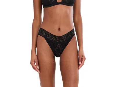 Hanky Panky Signature Lace Original Rise Thong 3-pack Women's Underwear Black/sun Tan/granite: One Size