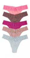 Hanky Panky Signature Lace Original Rise Thong 5 Pack Sppa In Multi