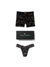 Hanky Panky Signature Lace® Original Rise Thong And Saxx Super Soft Vibe Boxer Brief In Black