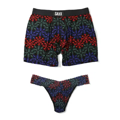 Hanky Panky Signature Lace Original Rise Thong And Saxx Ultra Boxer Brief In Multicolor