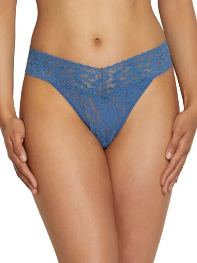 Hanky Panky Signature Lace Original Rise Thong In Blue