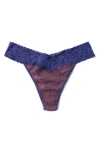 Hanky Panky Signature Lace Original Rise Thong In Blue/purple