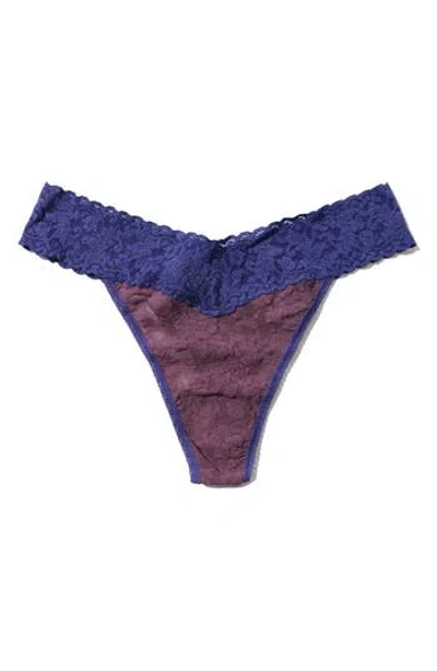 Hanky Panky Signature Lace Original Rise Thong In Blue/purple