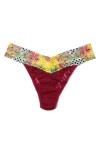 Hanky Panky Signature Lace Original Rise Thong In Dark Pomegranite/ Floral