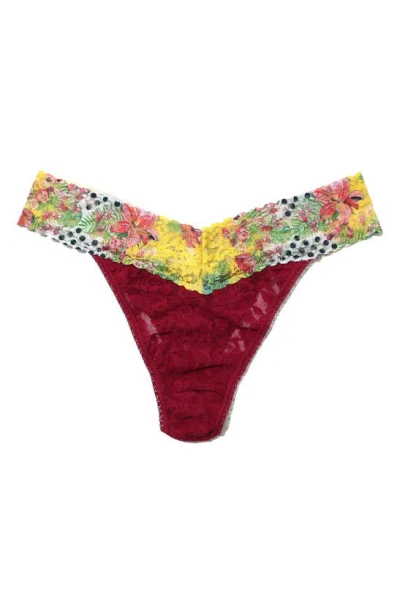 Hanky Panky Signature Lace Original Rise Thong In Dark Pomegranite/ Floral