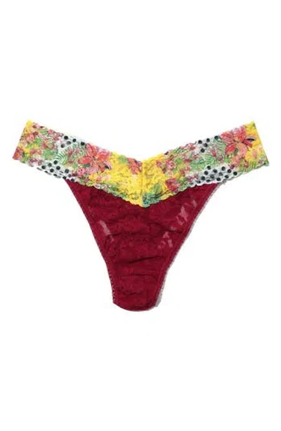 Hanky Panky Signature Lace Original Rise Thong In Dark Pomegranite/floral