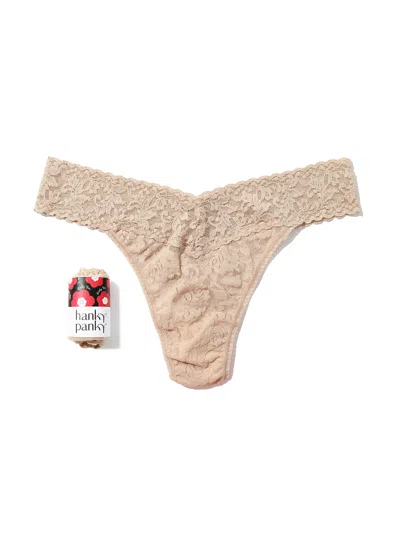 Hanky Panky Signature Lace Original Rise Thong Fortune Cookie In Brown