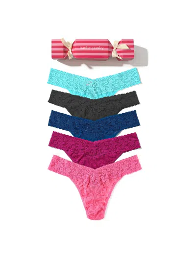 Hanky Panky Signature Lace® Original Rise Thong Holiday 5 Pack Cracker In Multi