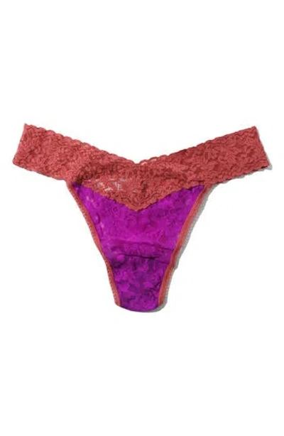 Hanky Panky Signature Lace Original Rise Thong In Hot Lilac/pink Sands