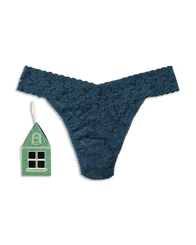 Hanky Panky Signature Lace Original Rise Thong Pack In Blue