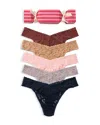 Hanky Panky Holiday Cracker Assorted 5-pack Original Rise Thongs In Animal Print