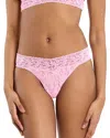 Hanky Panky Original-rise Organic Cotton Lace-trim Thong In Pink