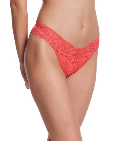 Hanky Panky Signature Lace Original Rise Thong Underwear In Pink