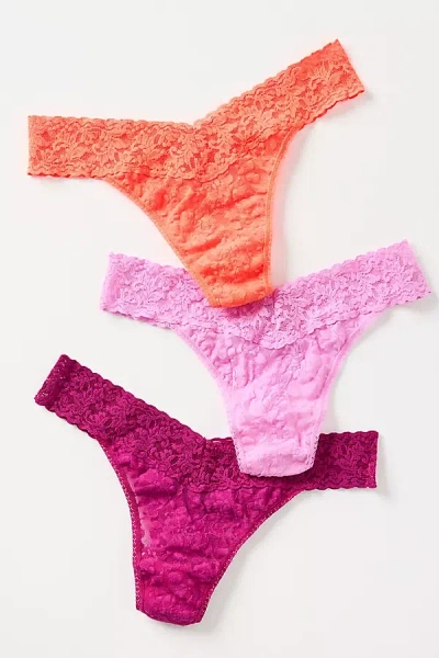 Hanky Panky Signature Lace Original Rise Thongs, Set Of 3 In Multi