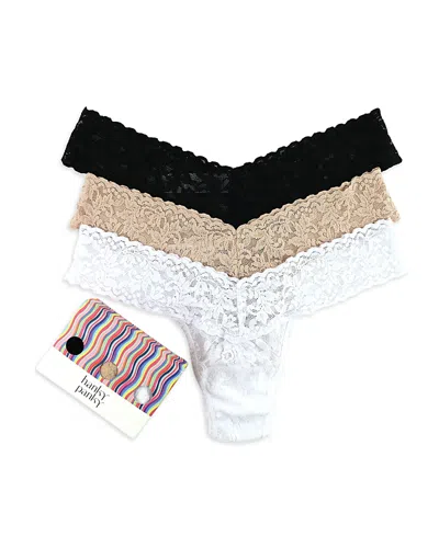 HANKY PANKY SIGNATURE LACE ORIGINAL RISE THONGS, SET OF 3,48113PK