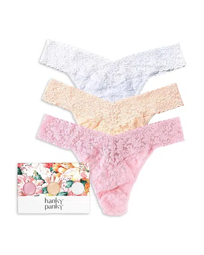Hanky Panky Signature Lace Original Rise Thongs, Set Of 3 In Multi