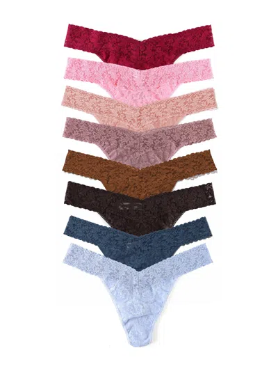 Hanky Panky Signature Lace Plus Size Original Rise Thong 8 Pack In Nude
