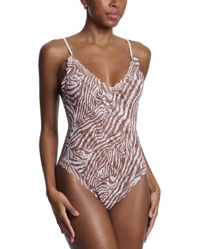 Hanky Panky Signature Lace Printed Thong Bodysuit In Brown