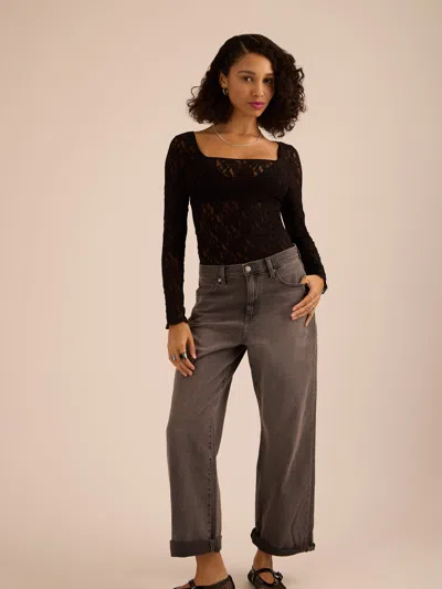 Hanky Panky Signature Lace® Square Neck Long Sleeve Top In Black