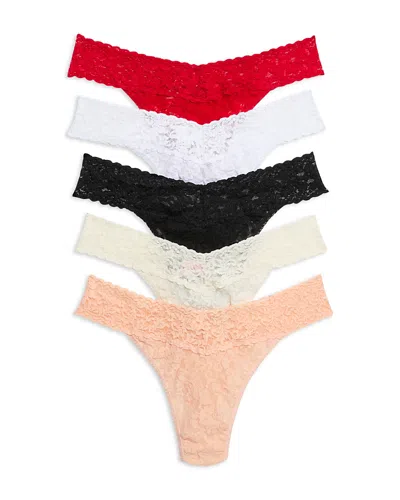 Hanky Panky Signature Original-rise Thongs, Set Of 5 In Multi