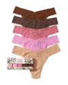Hanky Panky 5 Pack Signature Lace Original Rise Thongs In Printed Box In Hdpc