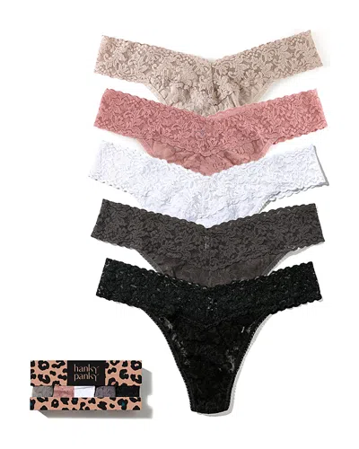 Hanky Panky Signature Original-rise Thongs, Set Of 5 In Multi